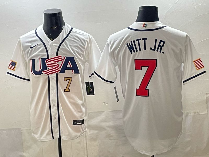Men 2026 World Cub USA #7 Witt jr White Game Nike MLB Jersey style 002